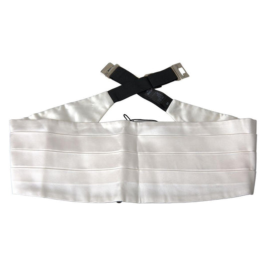 Dolce & Gabbana Elegant White Silk Cummerbund white-men-wide-waist-silk-belt-cummerbund