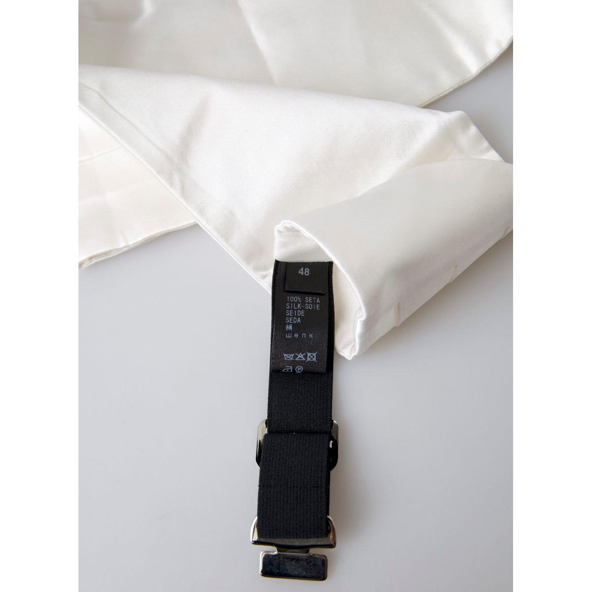 Dolce & Gabbana Elegant White Silk Cummerbund white-men-wide-waist-silk-belt-cummerbund