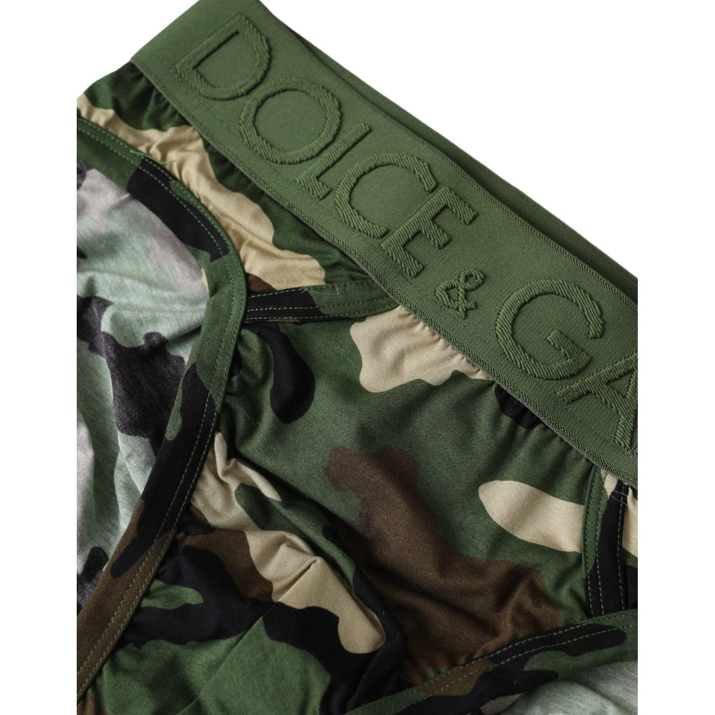 Dolce & Gabbana Green Camouflage Logo Cotton Mid Slip Underwear green-camouflage-logo-cotton-mid-slip-underwear