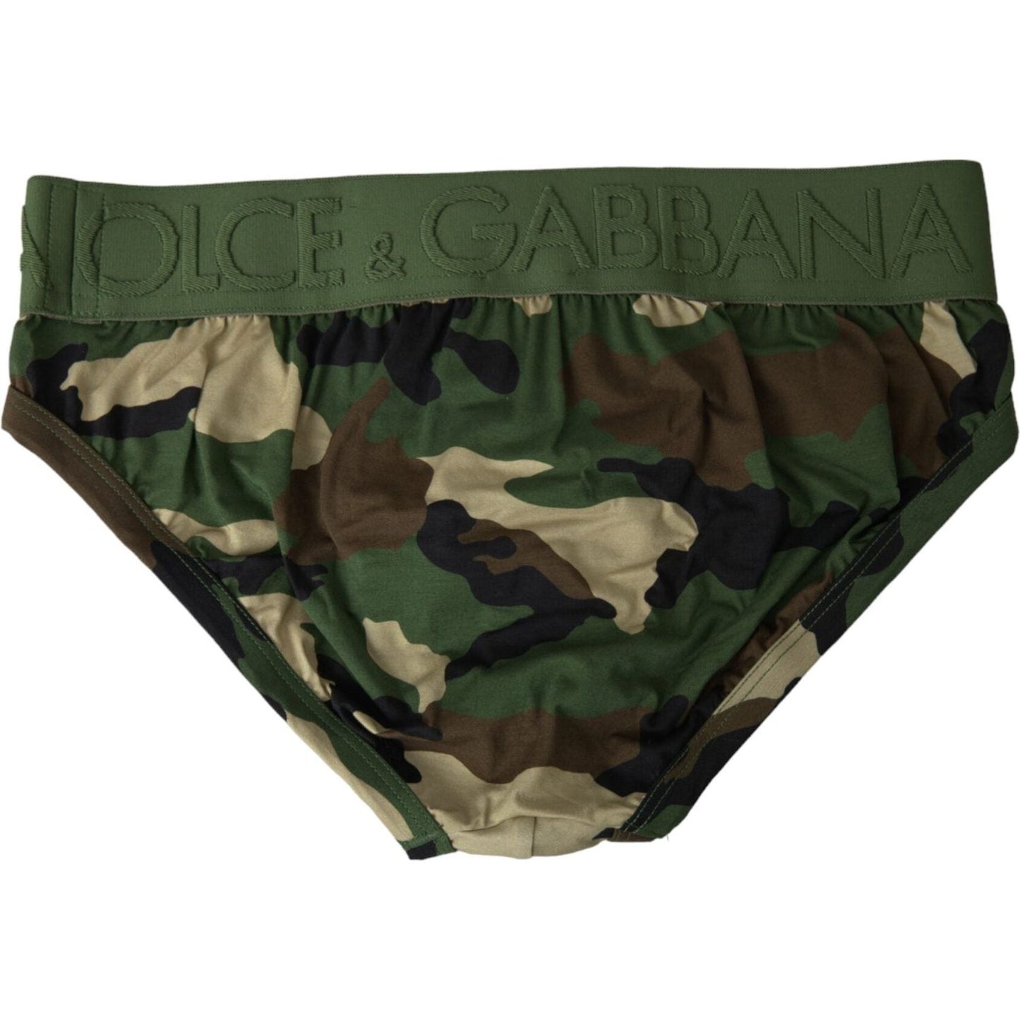 Dolce & Gabbana Green Camouflage Logo Cotton Mid Slip Underwear green-camouflage-logo-cotton-mid-slip-underwear