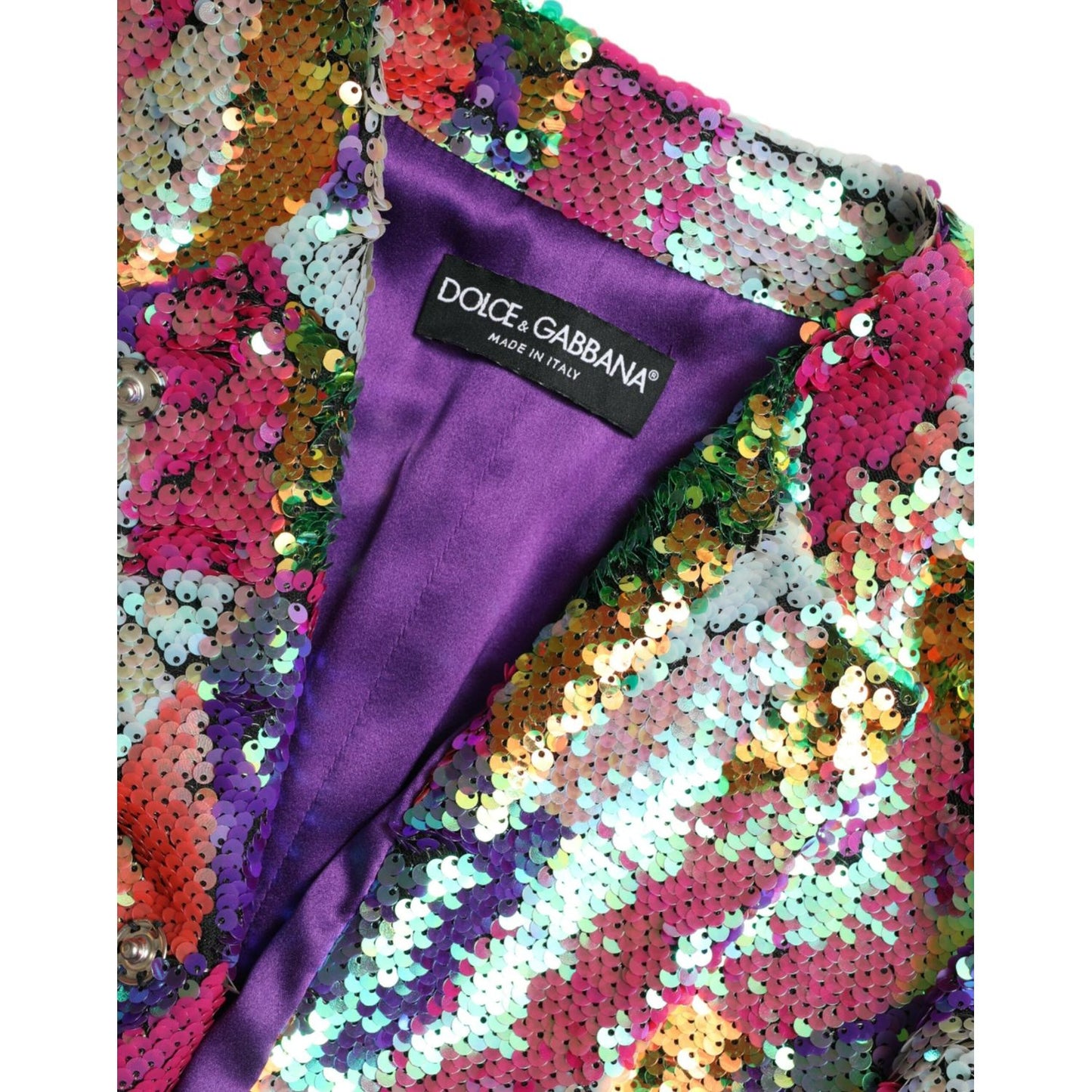 Dolce & Gabbana Multicolor Sequined Long Jacket multicolor-polyester-sequined-coat-jacket