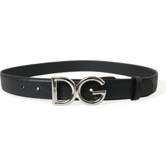 Dolce & GabbanaElegant Black Leather Waist Belt with Logo BuckleMcRichard Designer Brands£199.00