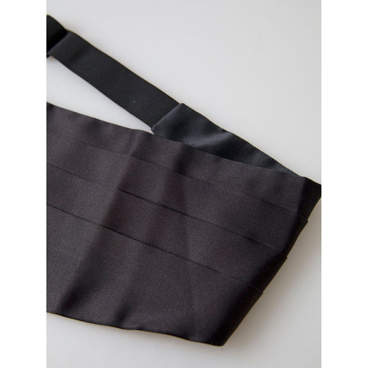 Dolce & Gabbana Elegant Black Silk Cummerbund black-men-wide-waist-silk-belt-cummerbund