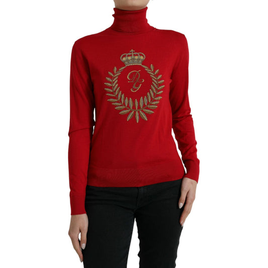 Dolce & Gabbana Elegant Red Turtleneck Wool Blend Sweater red-intarsia-wool-turtleneck-pullover-sweater