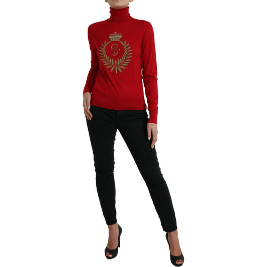 Dolce & Gabbana | Elegant Red Turtleneck Wool Blend Sweater| McRichard Designer Brands   