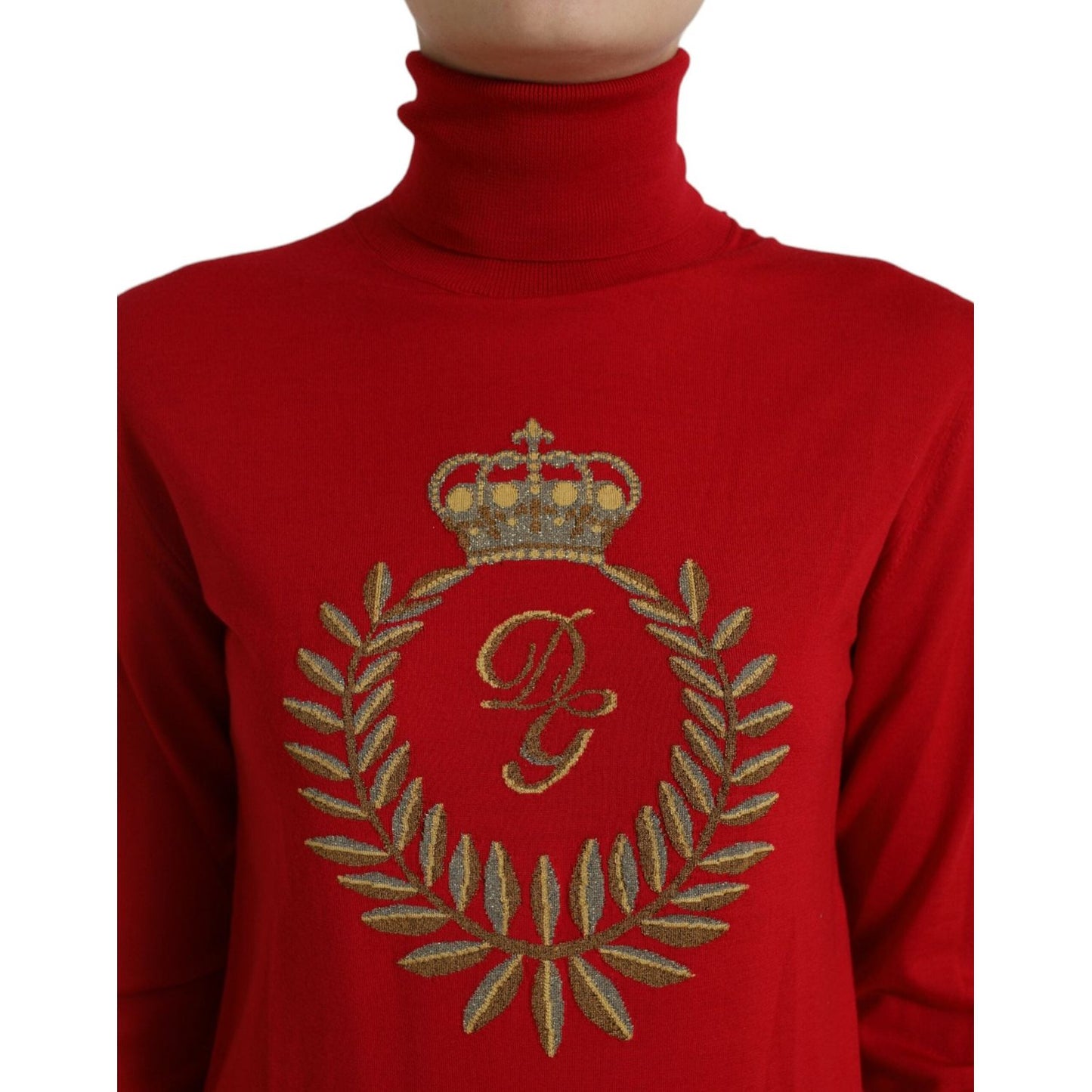 Dolce & Gabbana | Elegant Red Turtleneck Wool Blend Sweater| McRichard Designer Brands   