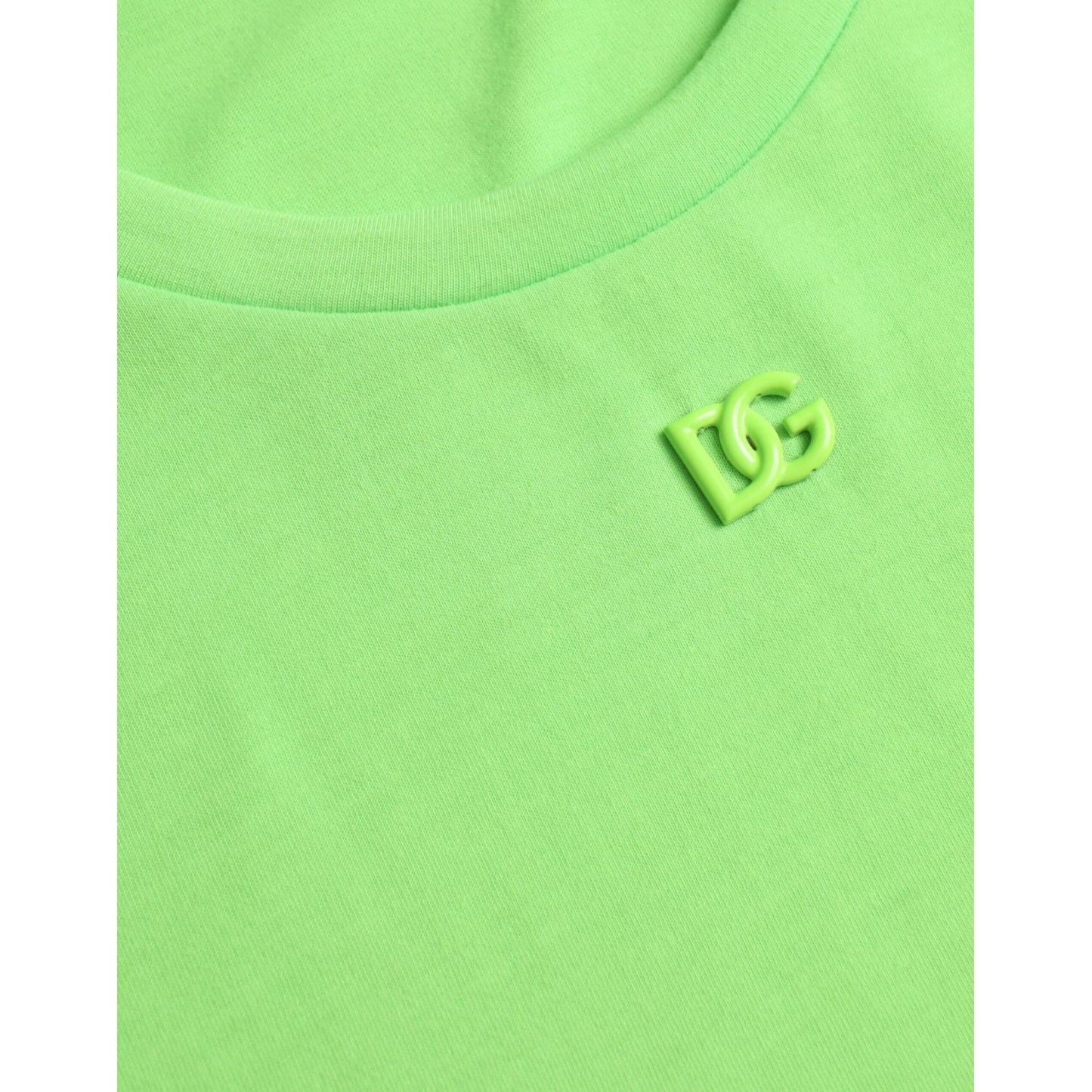Dolce & Gabbana Neon Green Embossed Logo Crew Neck T-shirt neon-green-embossed-logo-crew-neck-t-shirt