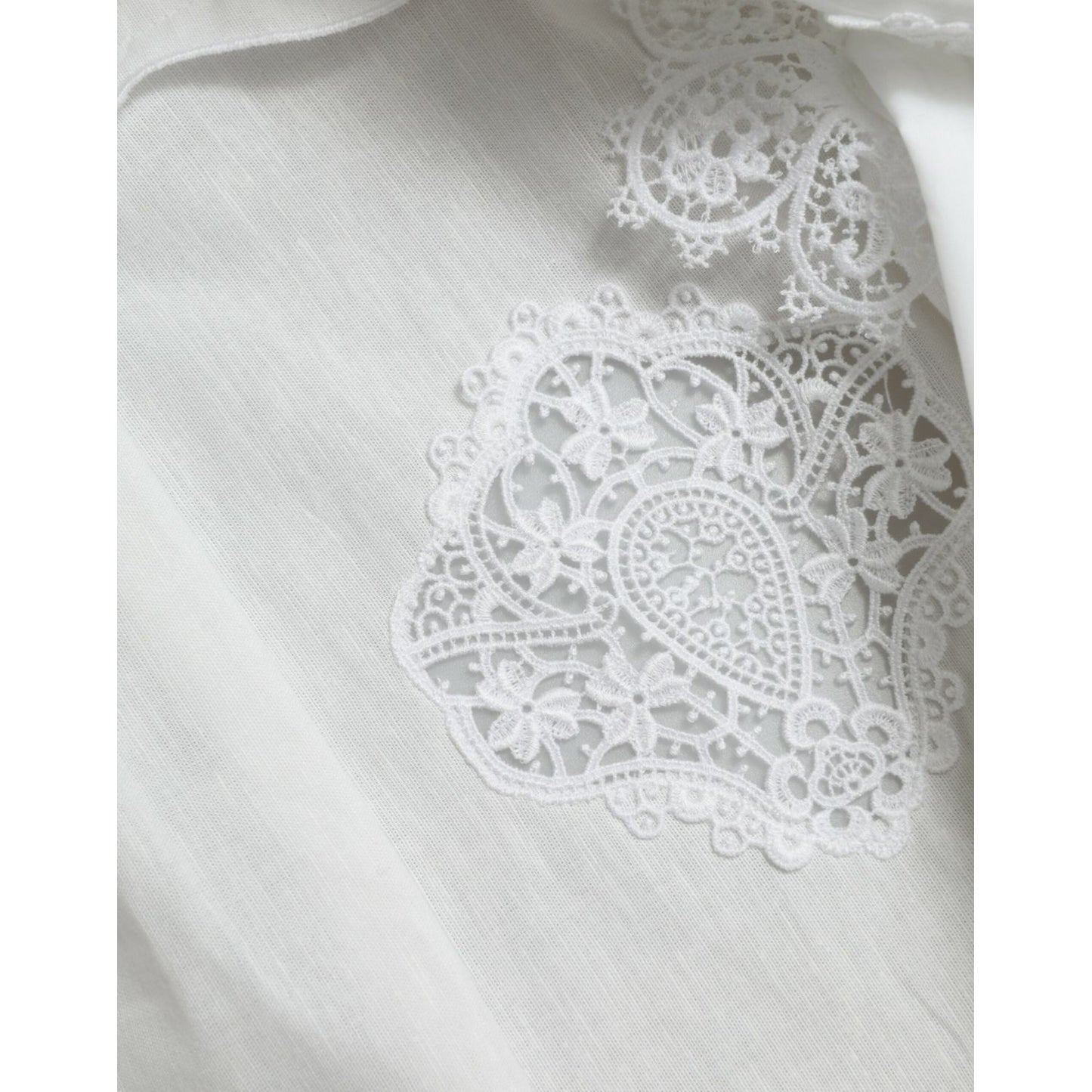 Dolce & Gabbana Elegant White Lace Trim Blouse Top white-cotton-lace-trim-collared-blouse-top