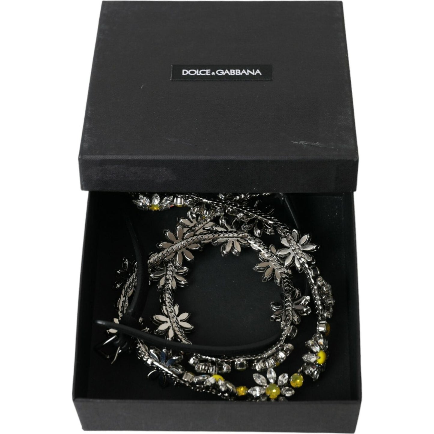 Dolce & Gabbana | Elegant Crystal-Embellished Leather Belt| McRichard Designer Brands   