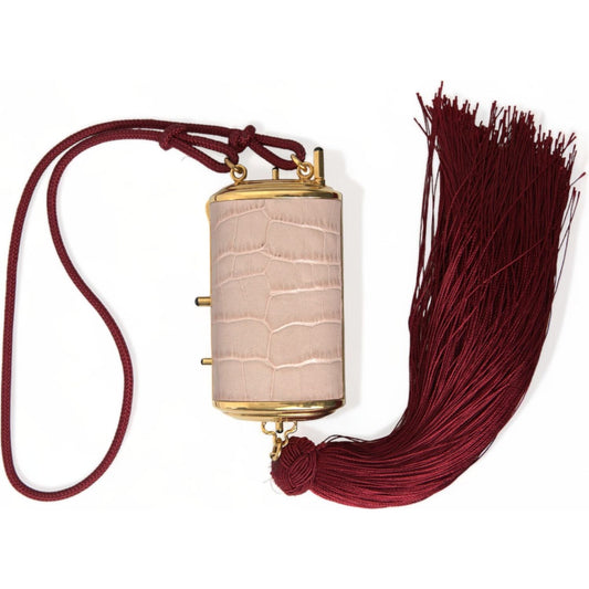 Dolce & Gabbana | Exotic Pink Leather Mini Mirror Bag with Tassel| McRichard Designer Brands   