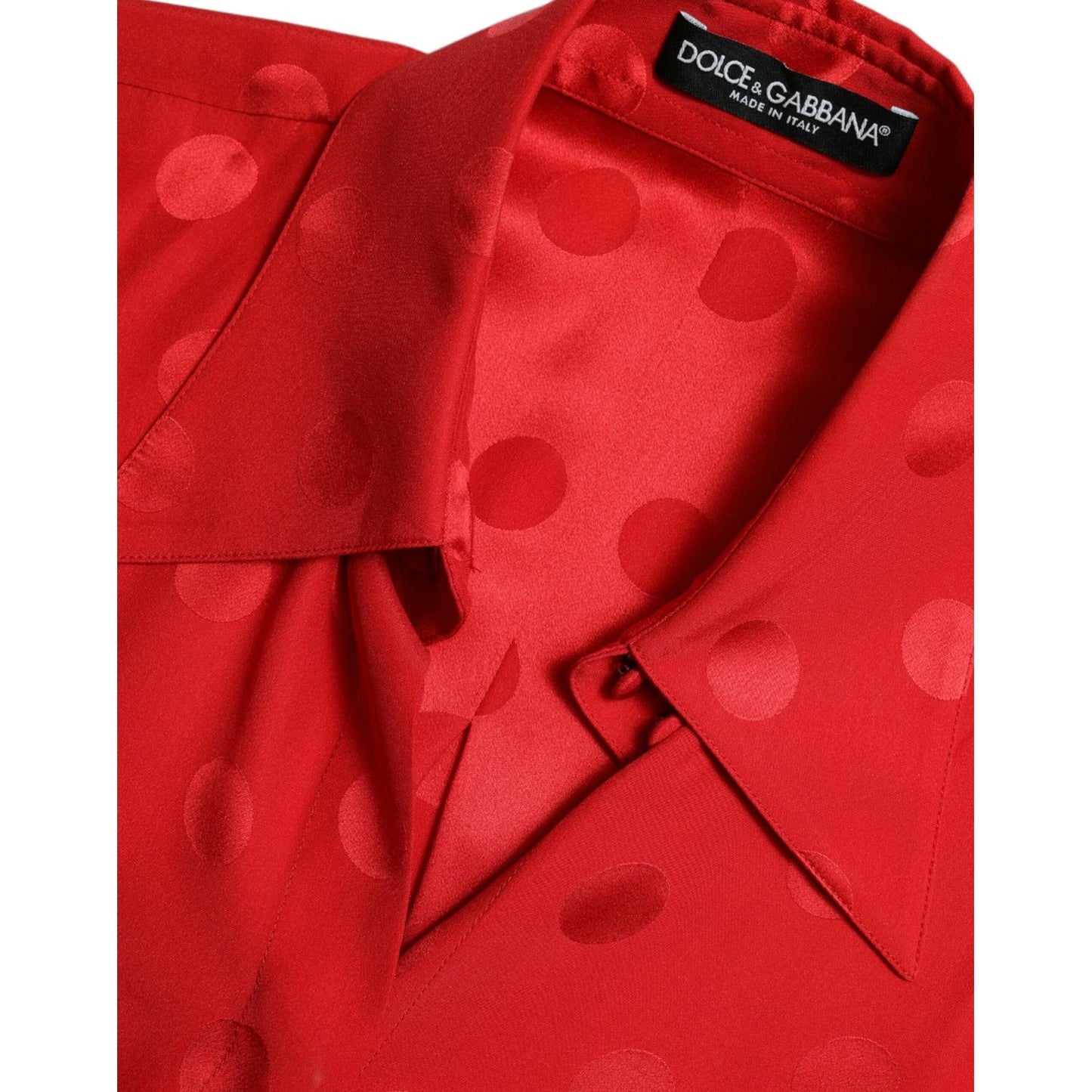 Dolce & Gabbana Elegant Polka Dot Sleeveless Silk Blouse red-polka-dot-sleeveless-collared-blouse-top