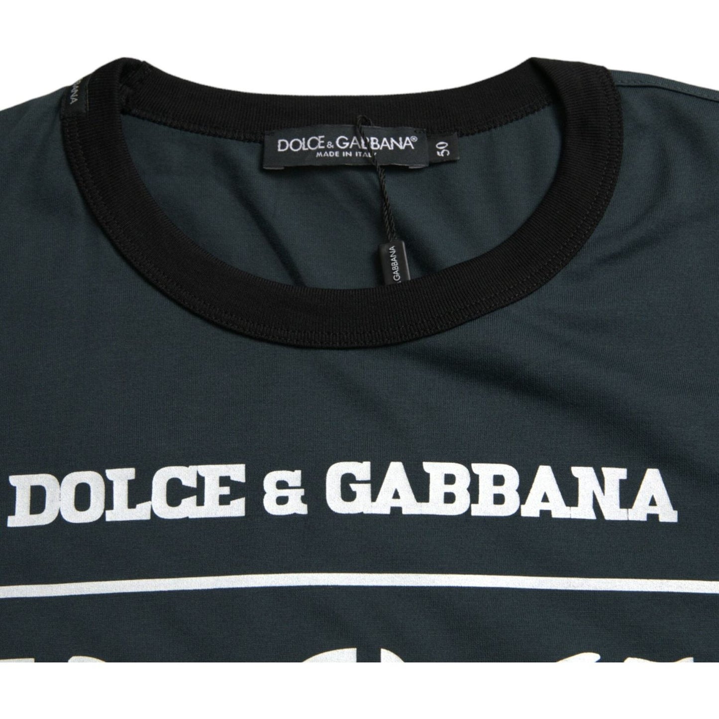 Dolce & Gabbana Blue Graphic Print Cotton Crew Neck T-shirt blue-graphic-print-cotton-crew-neck-t-shirt