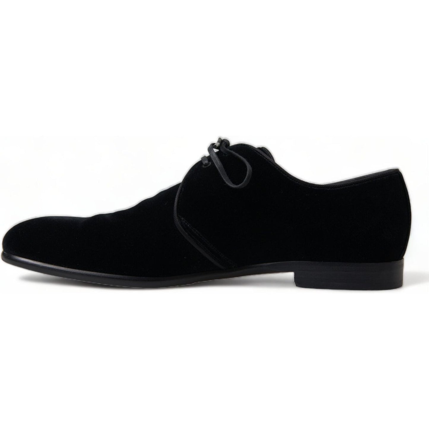 Dolce & Gabbana Elegant Black Velvet Derby Dress Shoes black-velvet-lace-up-formal-derby-dress-shoes