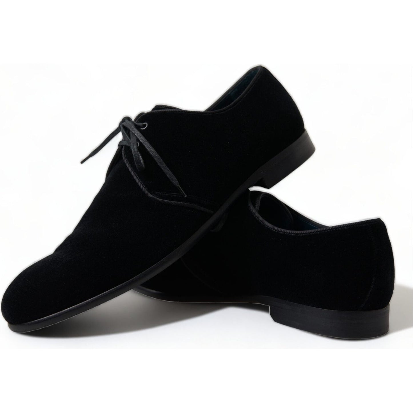 Dolce & Gabbana Elegant Black Velvet Derby Dress Shoes black-velvet-lace-up-formal-derby-dress-shoes
