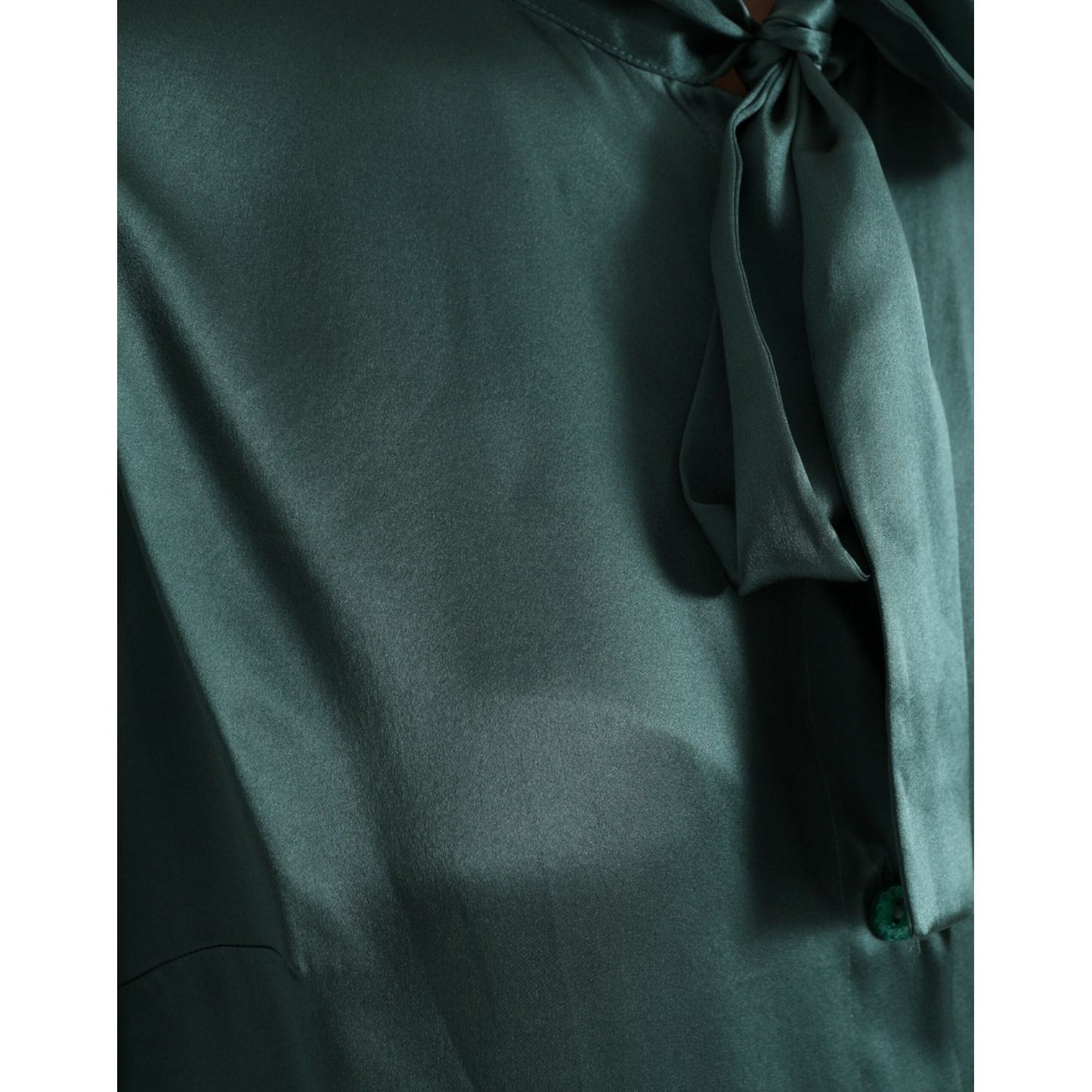 Dolce & Gabbana Elegant Dark Green Silk Blouse Top elegant-dark-green-silk-blouse-top