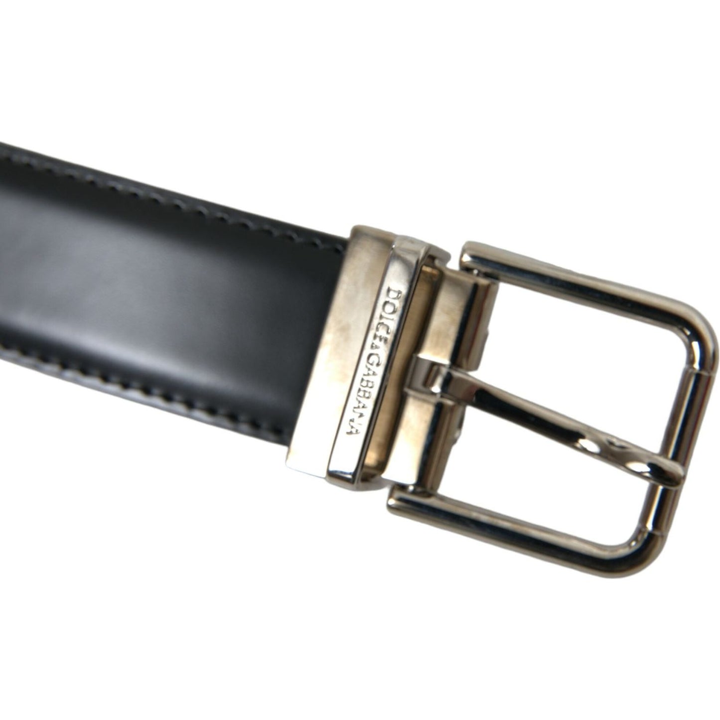 Dolce & Gabbana | Elegant Black Calf Leather Belt| McRichard Designer Brands   