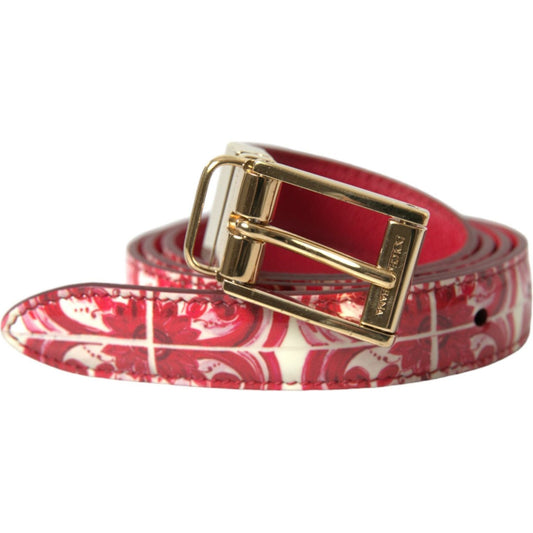 Dolce & Gabbana | Elegant Red Calfskin Waist Belt| McRichard Designer Brands   