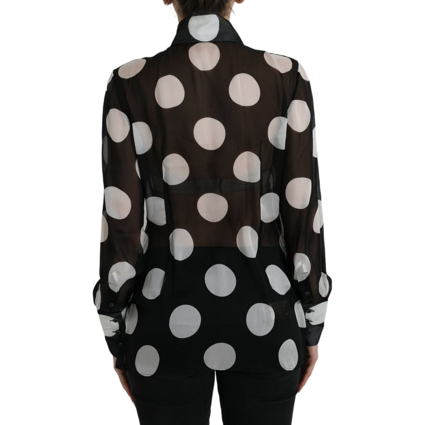 Dolce & Gabbana Silk Collared Button-Up Blouse in Black & White silk-collared-button-up-blouse-in-black-white