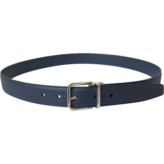 Dolce & Gabbana Elegant Navy Blue Leather Belt elegant-navy-blue-leather-belt