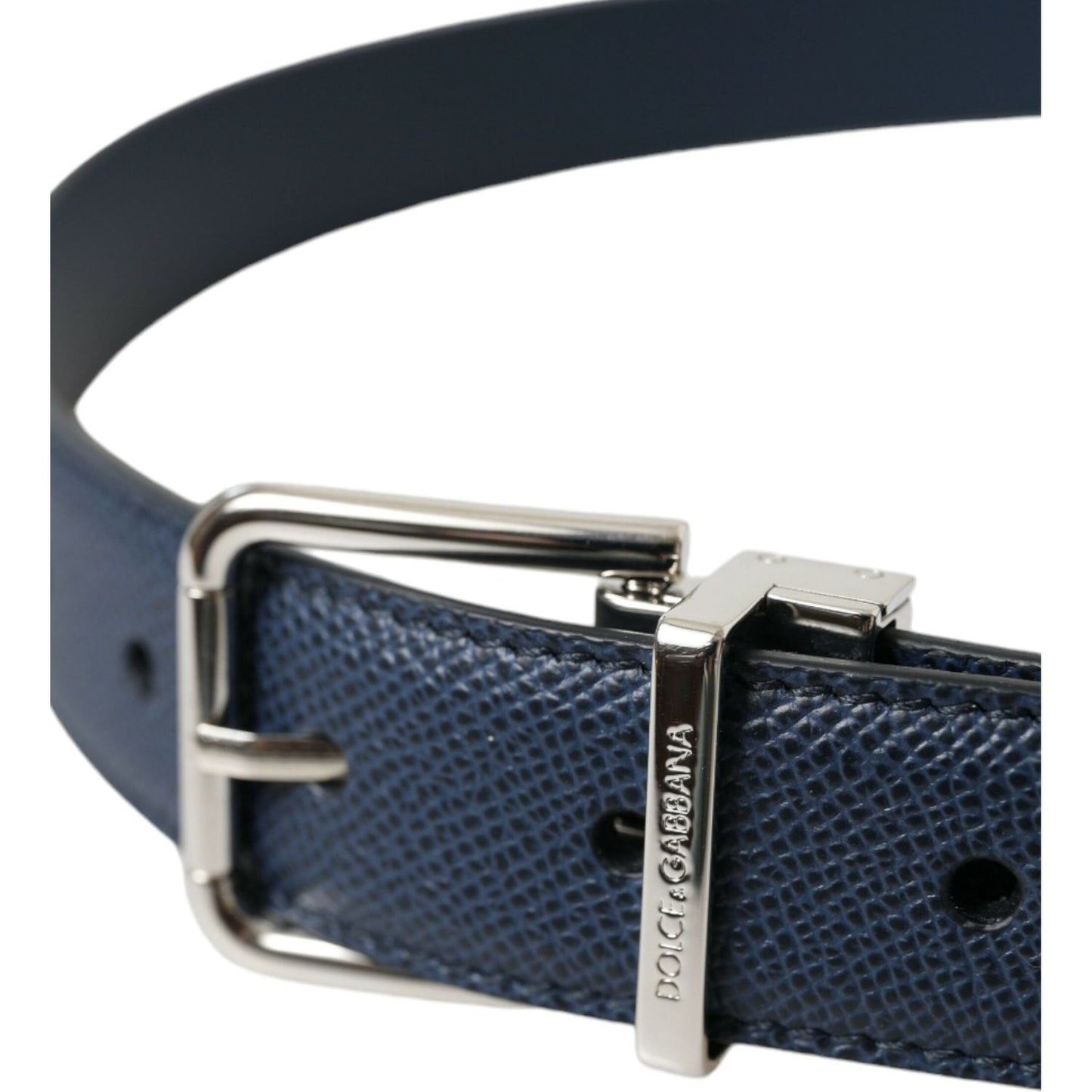 Dolce & Gabbana | Elegant Navy Blue Leather Belt| McRichard Designer Brands   