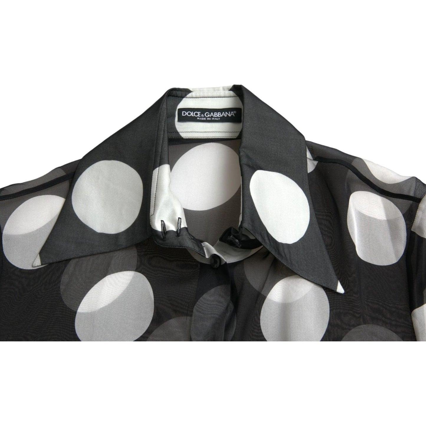 Dolce & Gabbana Silk Collared Button-Up Blouse in Black & White silk-collared-button-up-blouse-in-black-white