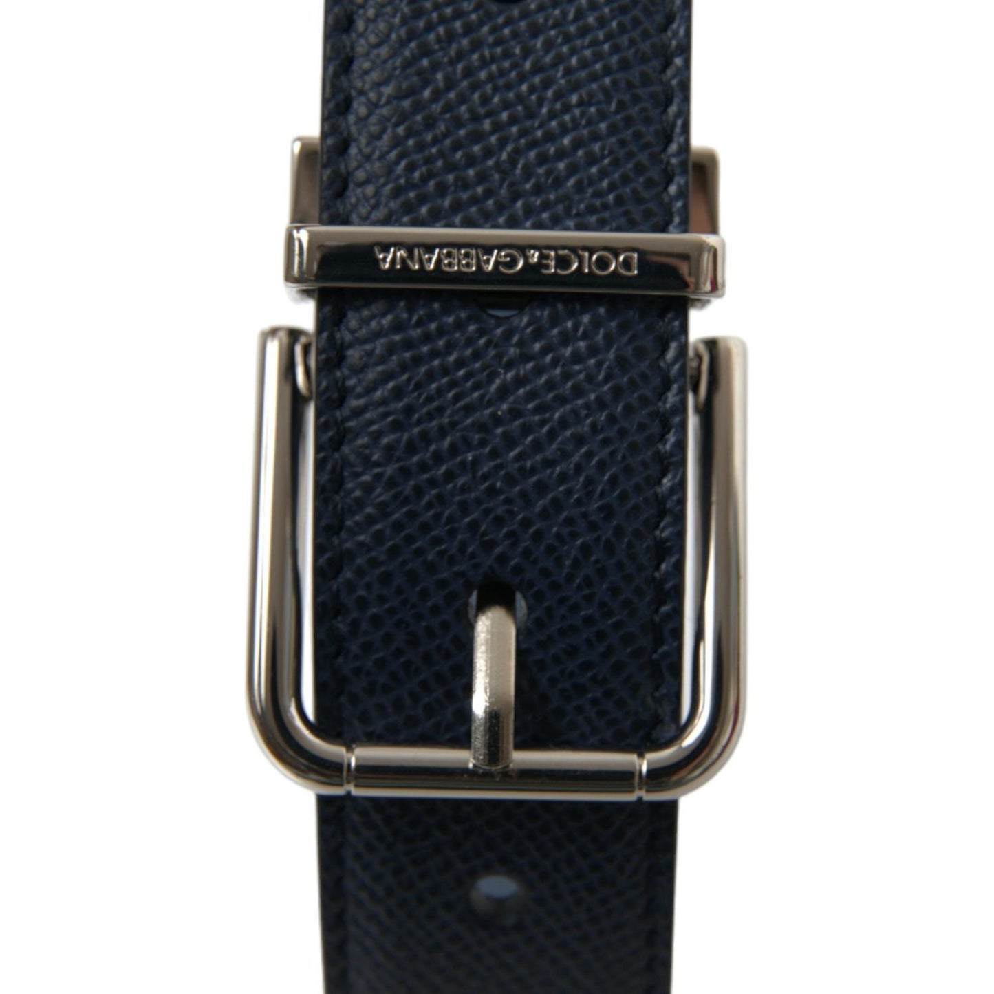Dolce & Gabbana Elegant Navy Blue Leather Belt elegant-navy-blue-leather-belt