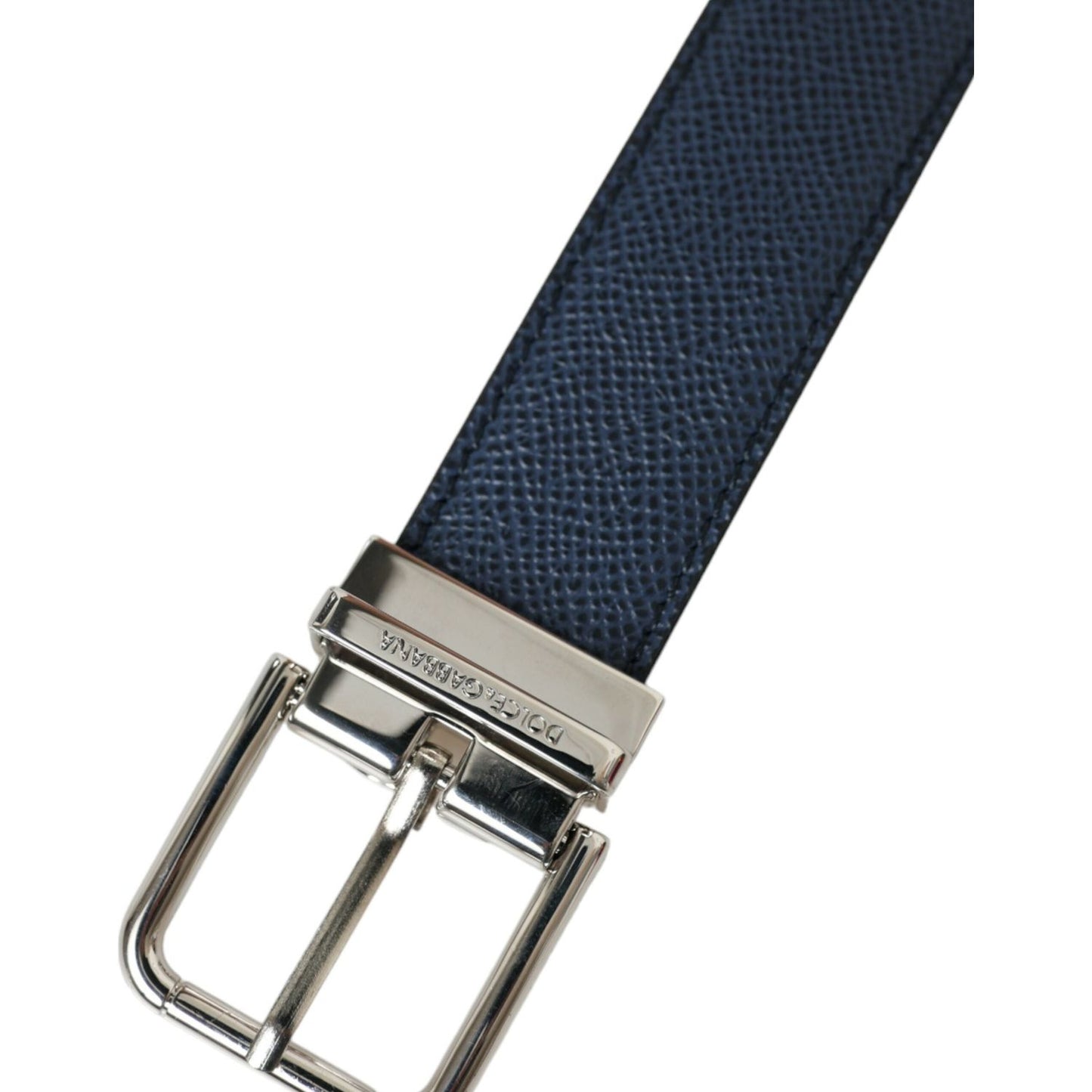 Dolce & Gabbana | Elegant Navy Blue Leather Belt| McRichard Designer Brands   