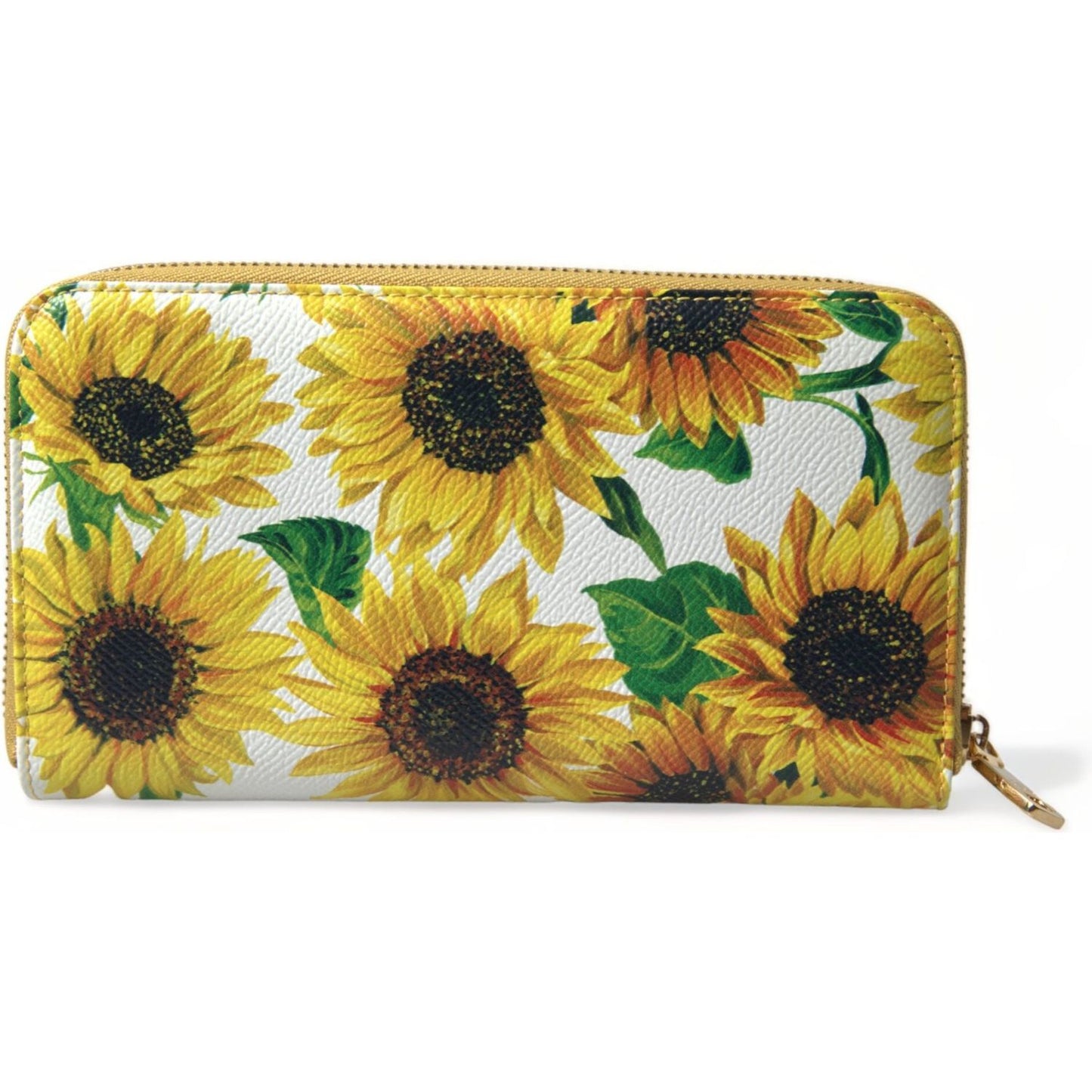 Dolce & Gabbana Sunflower Print Leather Continental Wallet white-sunflower-leather-dg-zip-around-continental-wallet