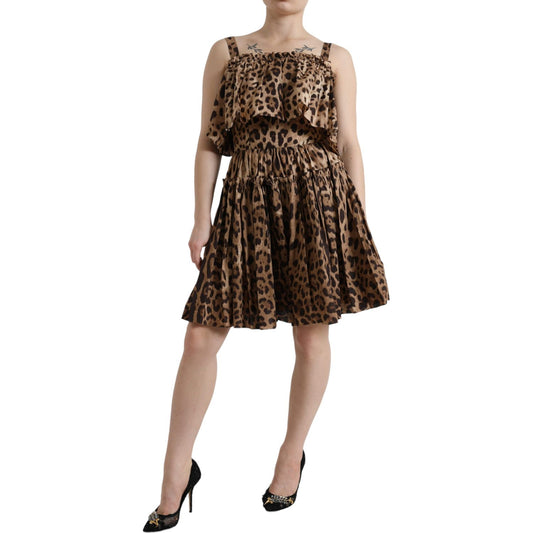Dolce & Gabbana | Leopard Print A-Line Cotton Dress| McRichard Designer Brands   