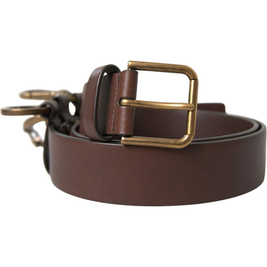Dolce & GabbanaElegant Brown Calf Leather Belt - Timeless AccessoryMcRichard Designer Brands£309.00