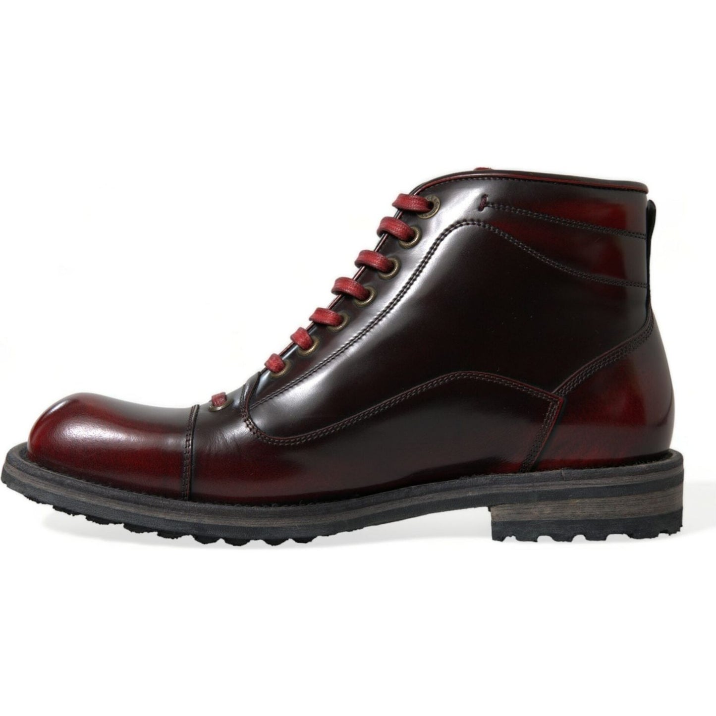 Dolce & Gabbana Dapper Dual-Tone Leather Ankle Boots black-red-leather-lace-up-ankle-boots-shoes