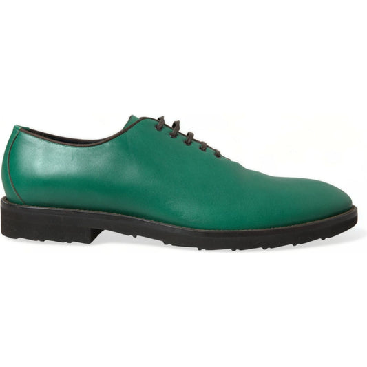 Dolce & Gabbana | Elegant Green Leather Oxford Dress Shoes| McRichard Designer Brands   