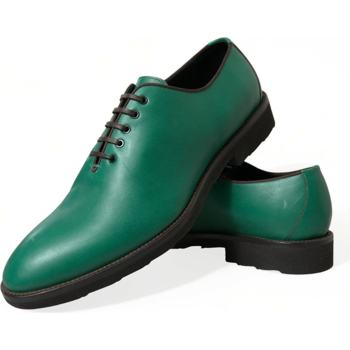 Dolce & Gabbana Elegant Green Leather Oxford Dress Shoes green-leather-lace-up-oxford-dress-shoes