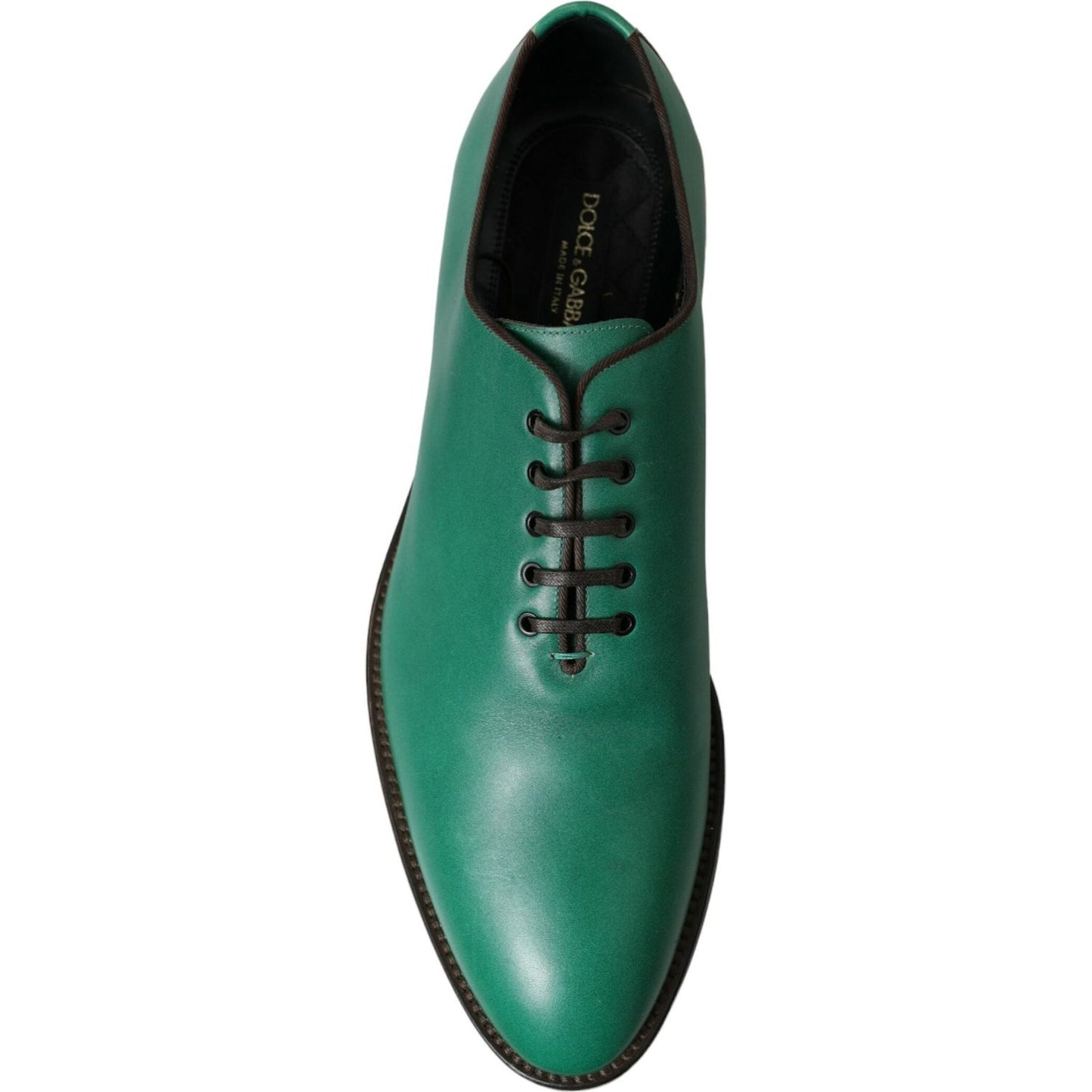 Dolce & Gabbana Elegant Green Leather Oxford Dress Shoes green-leather-lace-up-oxford-dress-shoes