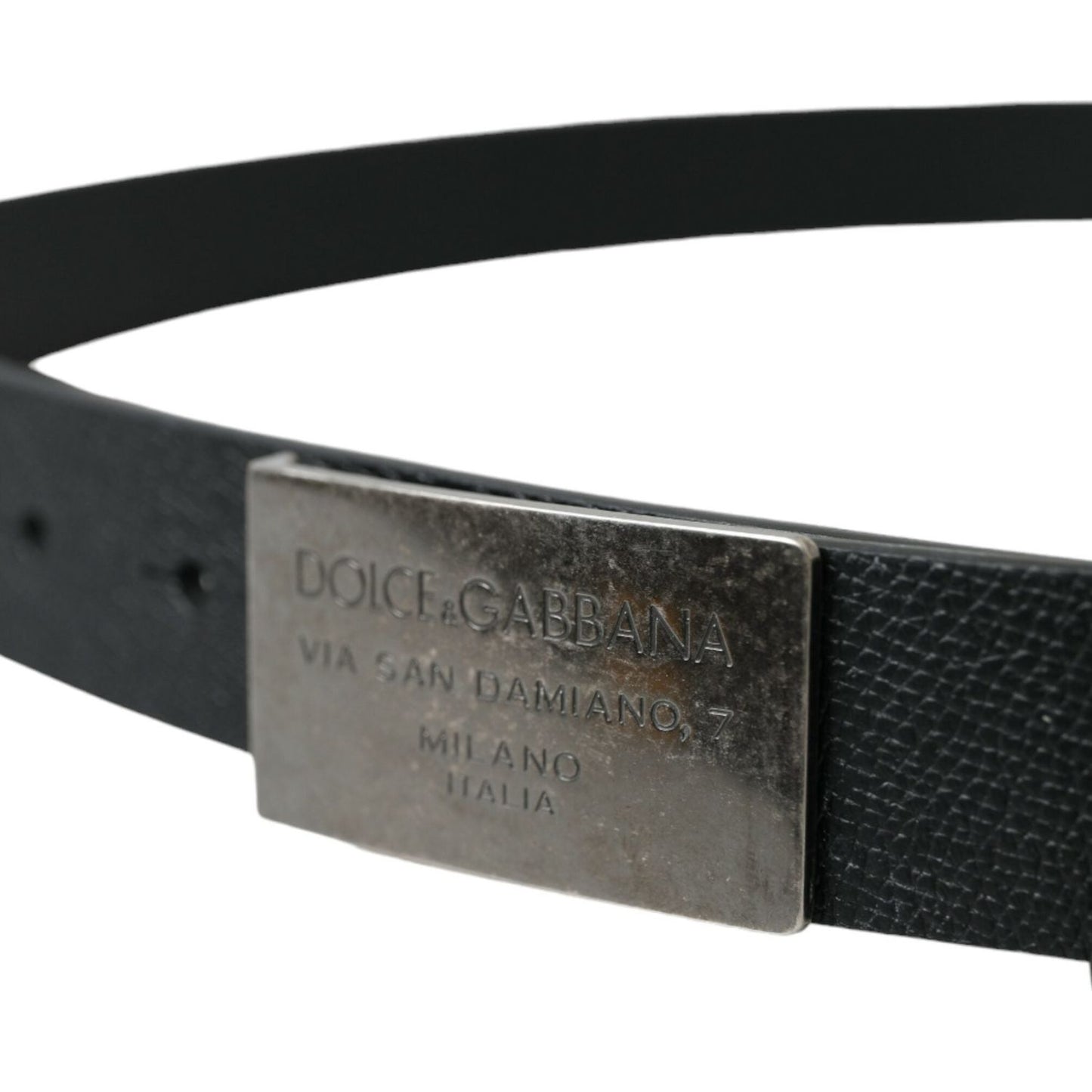 Dolce & Gabbana | Elegant Black Calf Leather Belt with Metal Buckle| McRichard Designer Brands   