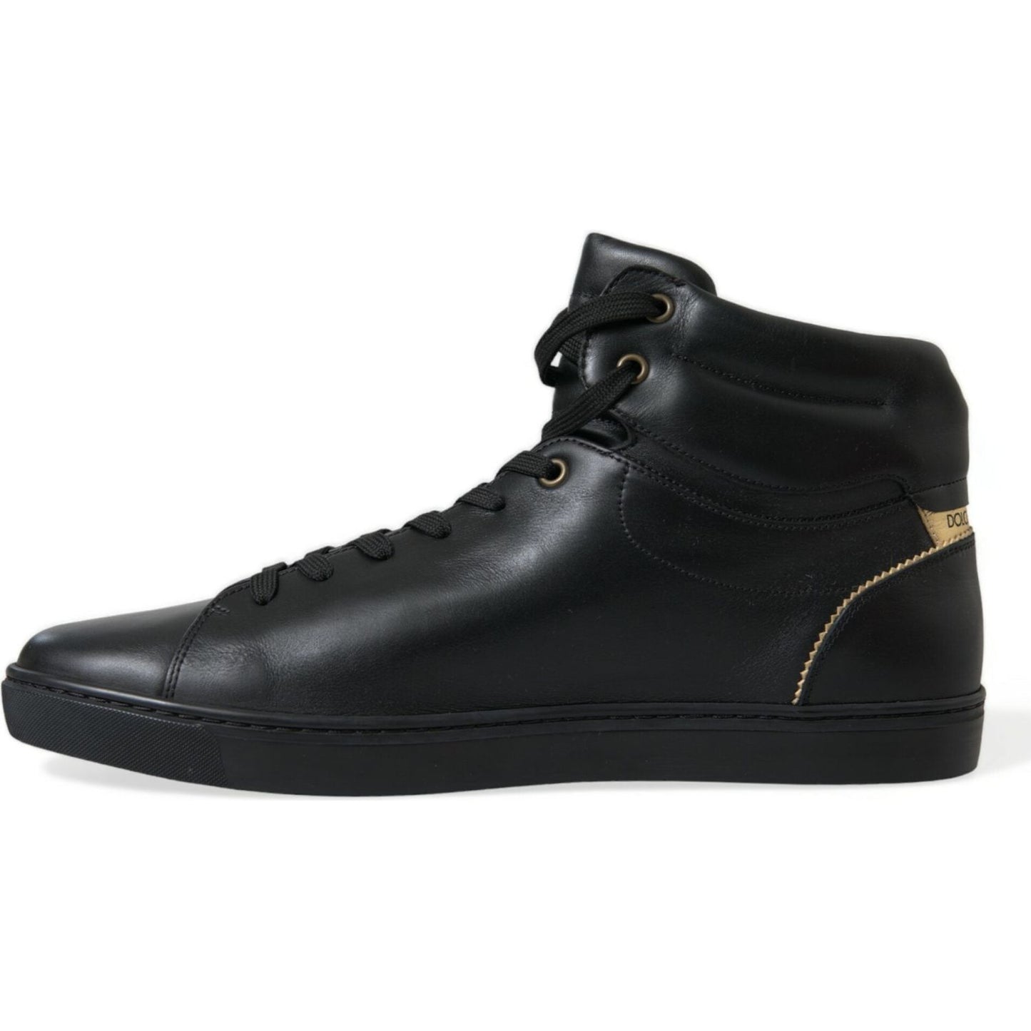 Dolce & Gabbana | Elegant Black Mid-Top Leather Sneakers| McRichard Designer Brands   