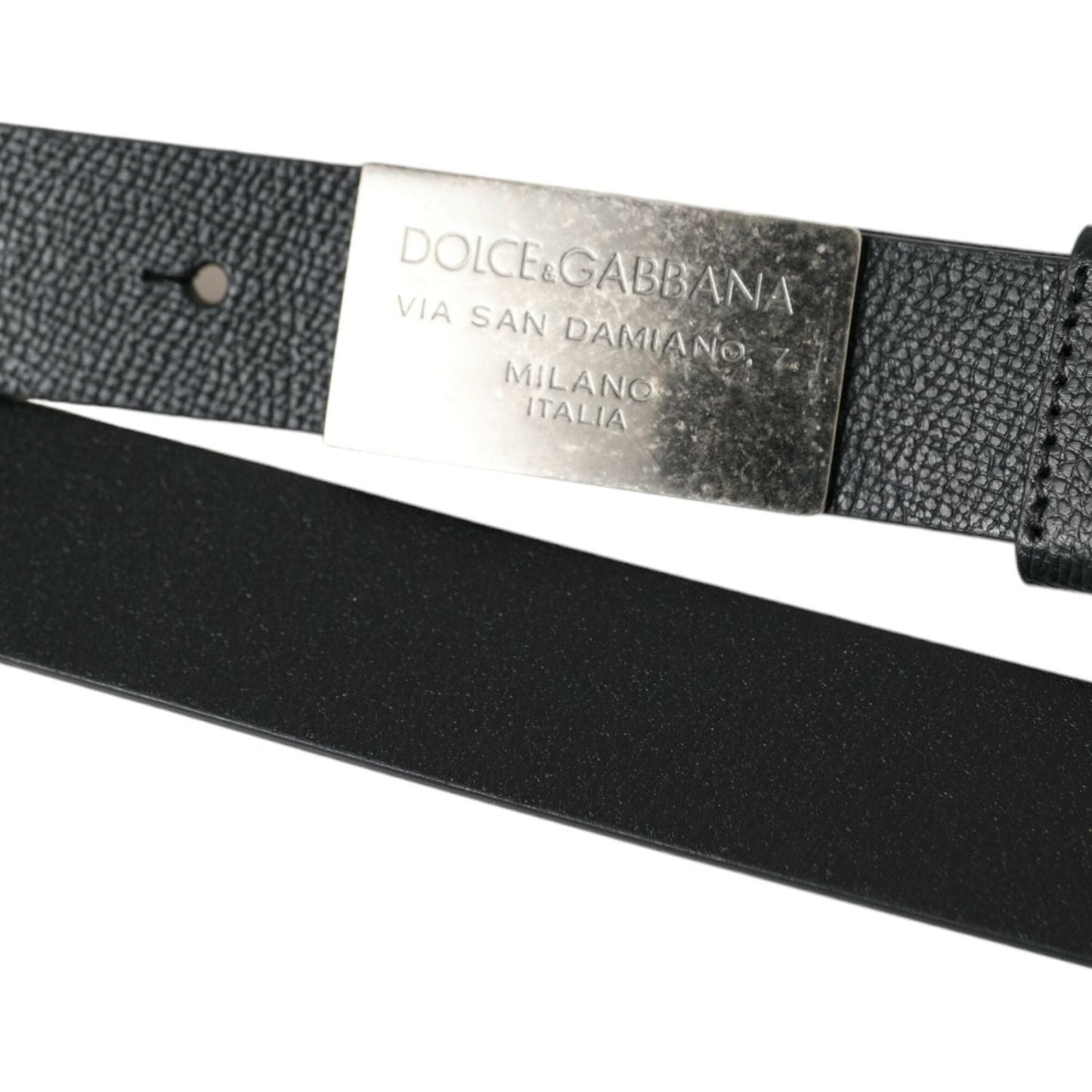 Dolce & Gabbana | Elegant Black Calf Leather Belt with Metal Buckle| McRichard Designer Brands   