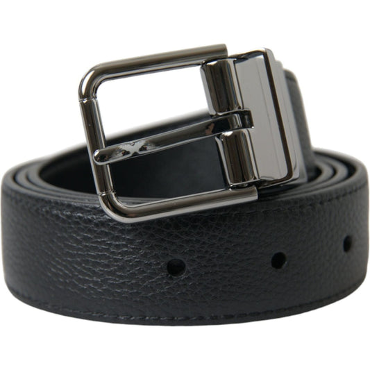 Dolce & Gabbana | Elegant Leather Belt with Metal Buckle| McRichard Designer Brands   