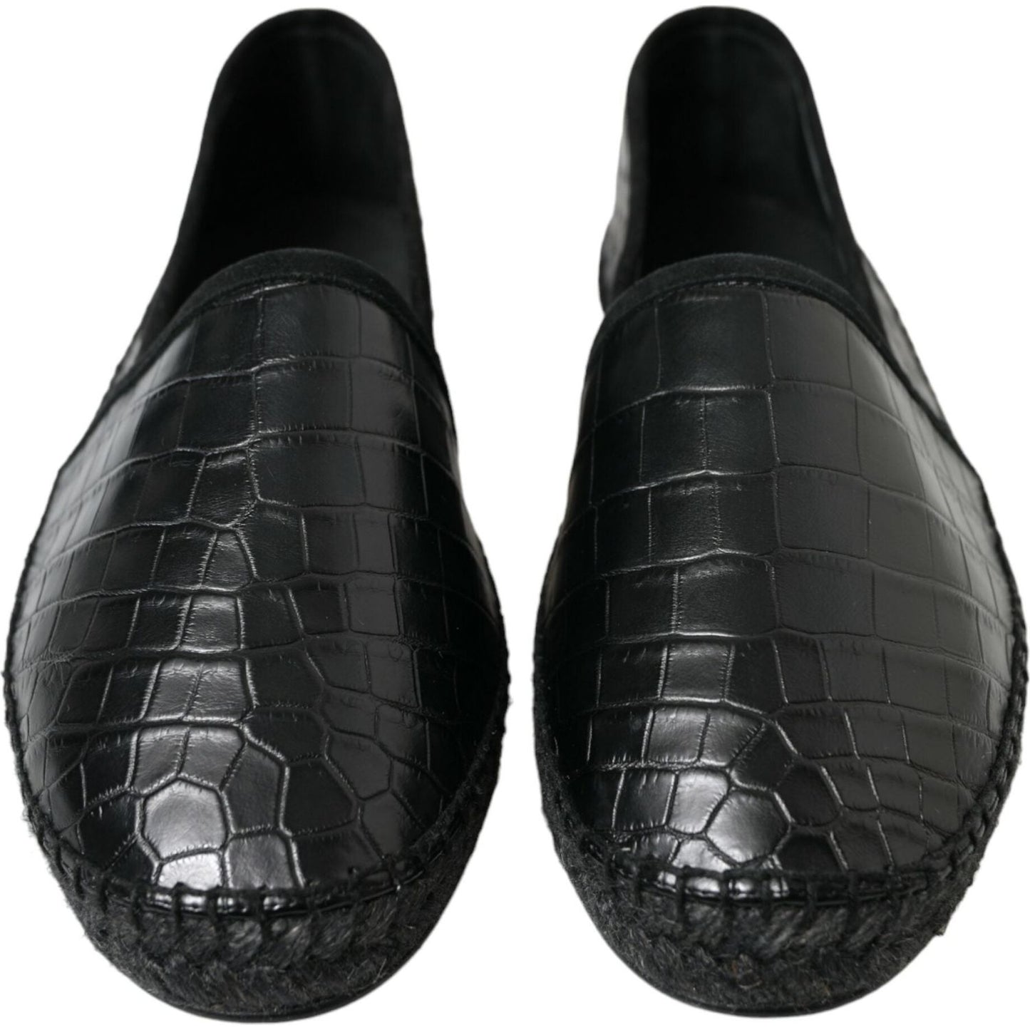 Dolce & Gabbana Exotic Black Leather Espadrilles black-exotic-leather-espadrilles-slip-on-shoes