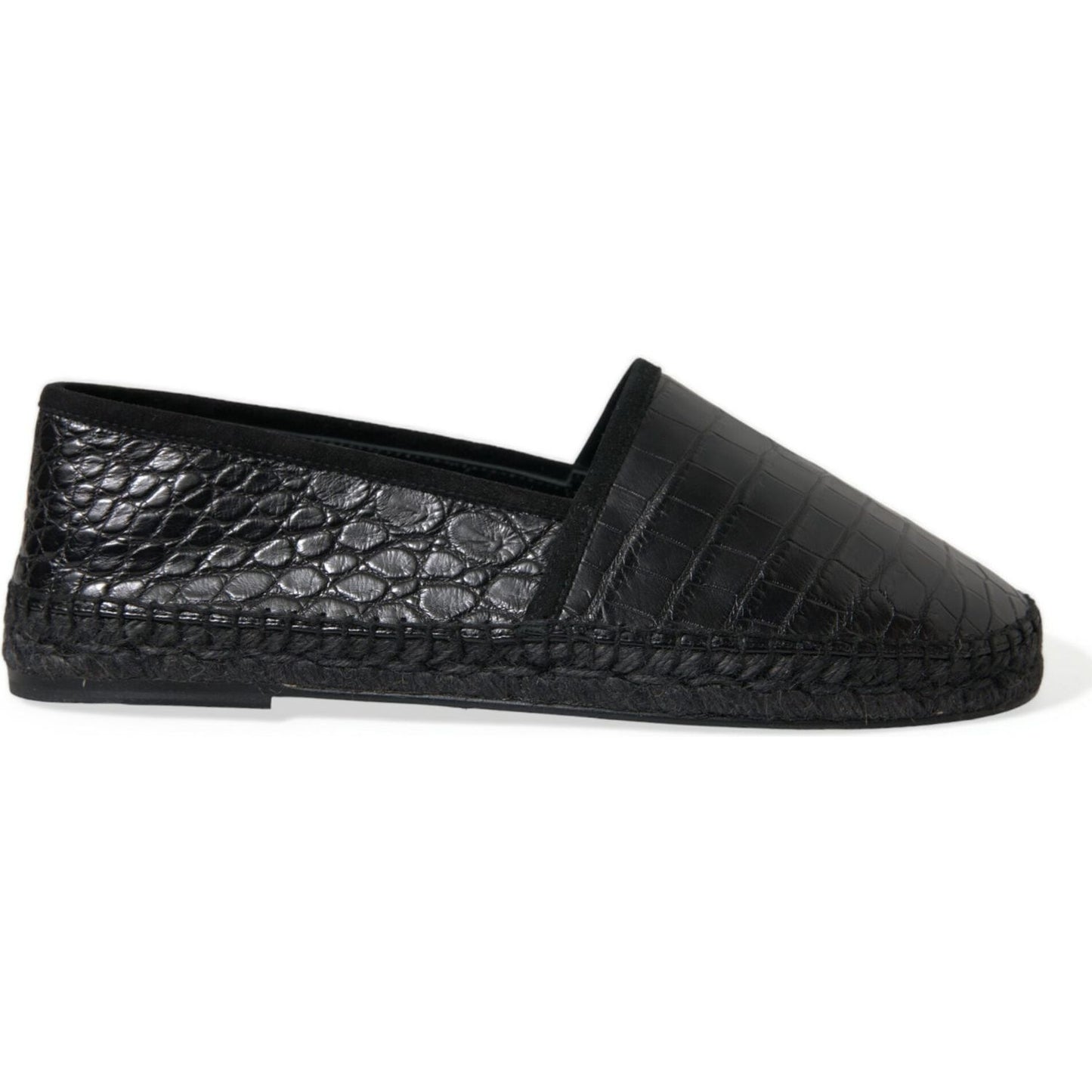 Dolce & Gabbana Exotic Black Leather Espadrilles black-exotic-leather-espadrilles-slip-on-shoes