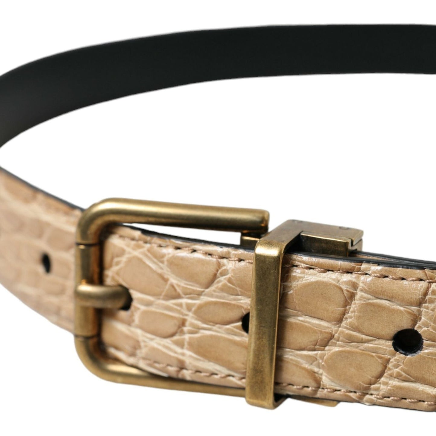 Dolce & Gabbana | Elegant Beige Leather Belt| McRichard Designer Brands   