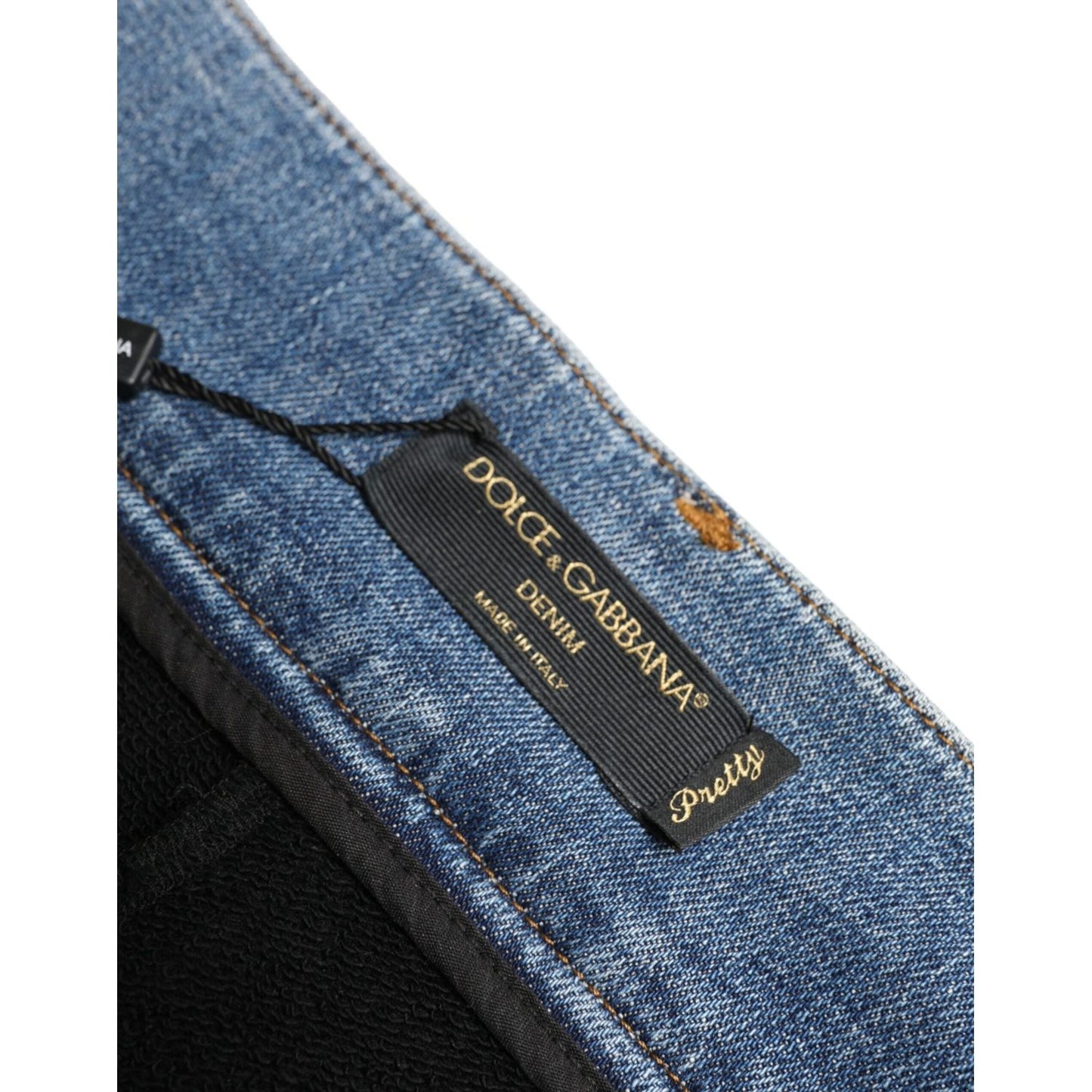 Dolce & Gabbana Chic High Waist Skinny Pants with Denim Shorts black-blue-cotton-high-waist-pretty-denim-pants