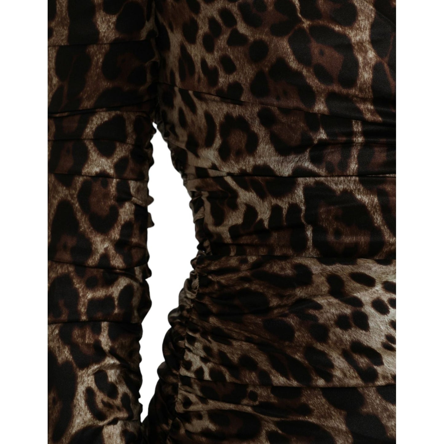 Dolce & Gabbana Brown Leopard Print Bodycon V-neck Midi Dress brown-leopard-print-bodycon-v-neck-midi-dress