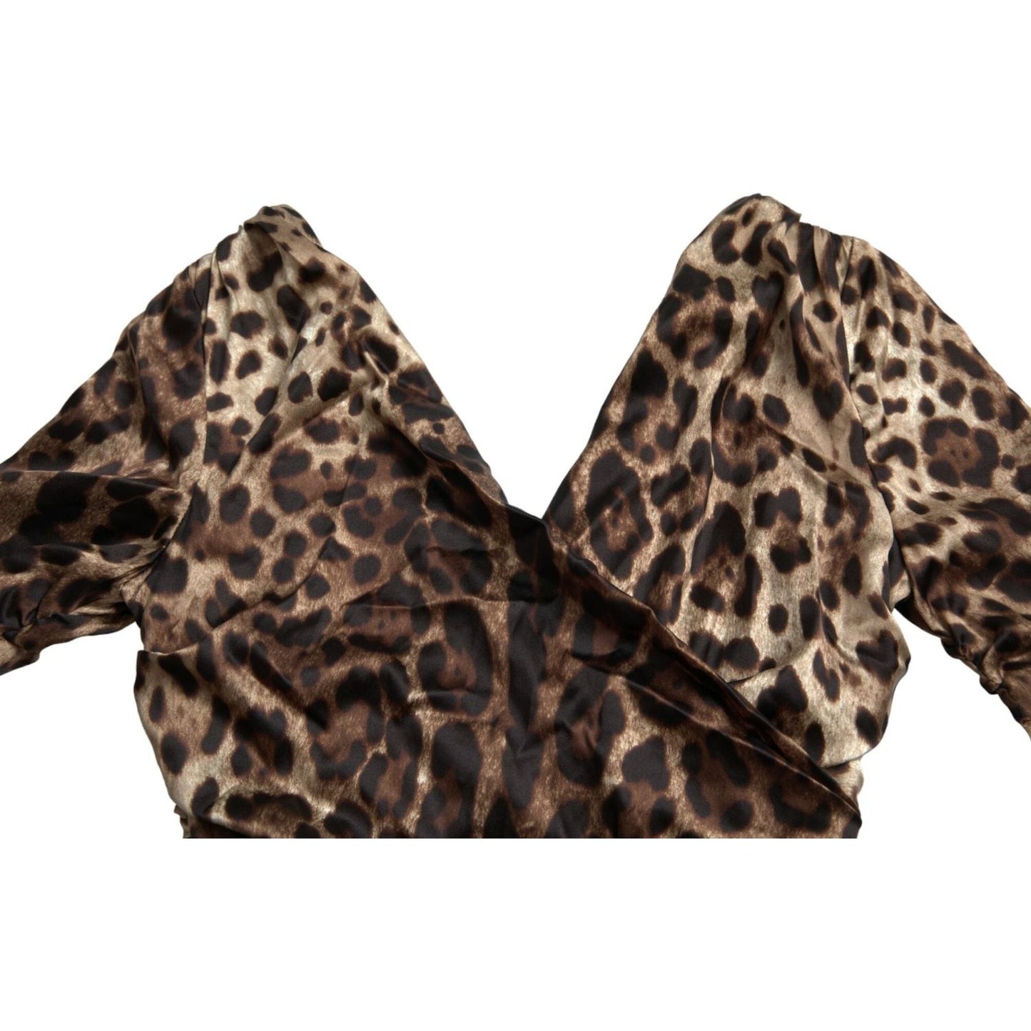 Dolce & Gabbana Brown Leopard Print Bodycon V-neck Midi Dress brown-leopard-print-bodycon-v-neck-midi-dress