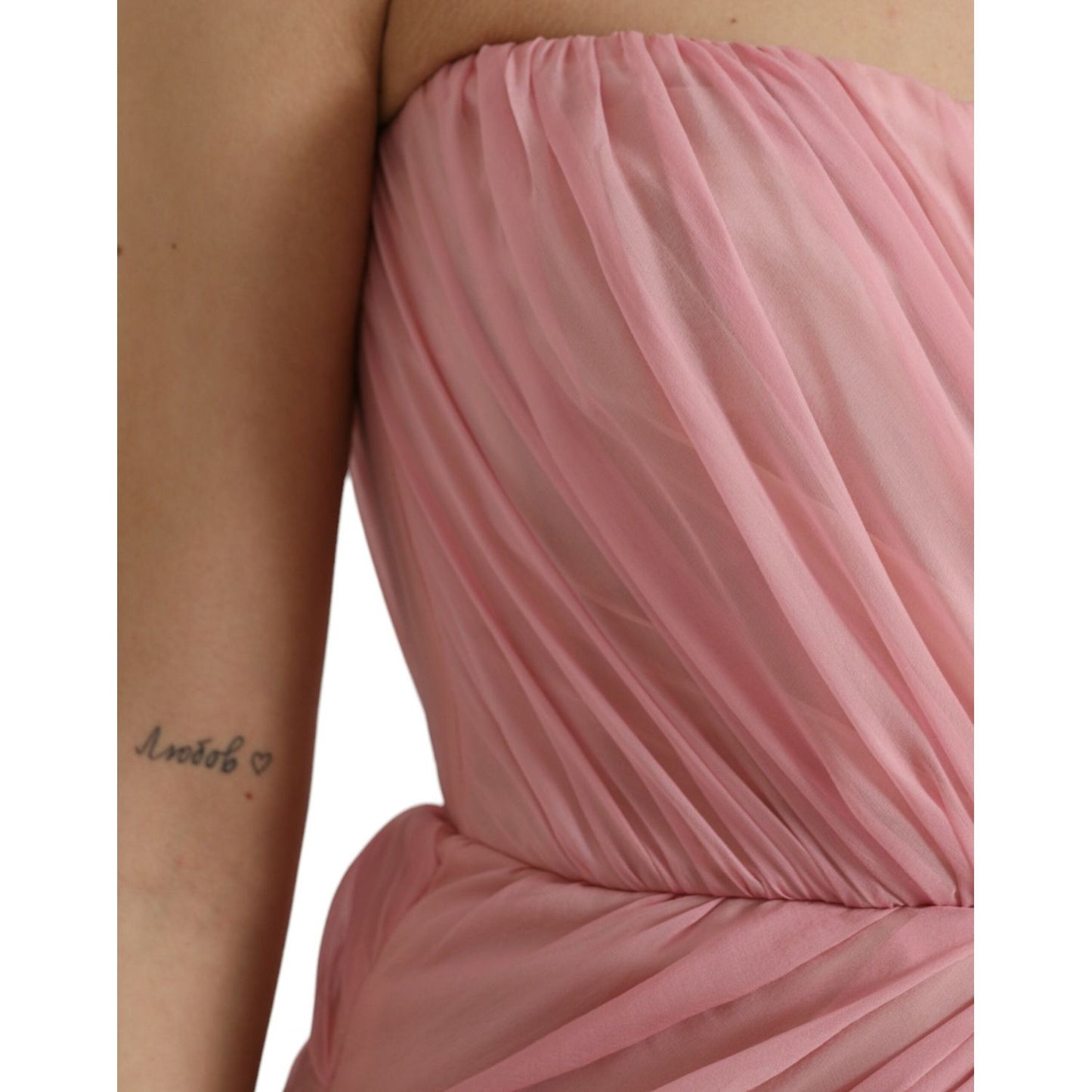 Dolce & Gabbana Pink Silk Strapless Maxi A-line Gown Dress pink-silk-strapless-maxi-a-line-gown-dress