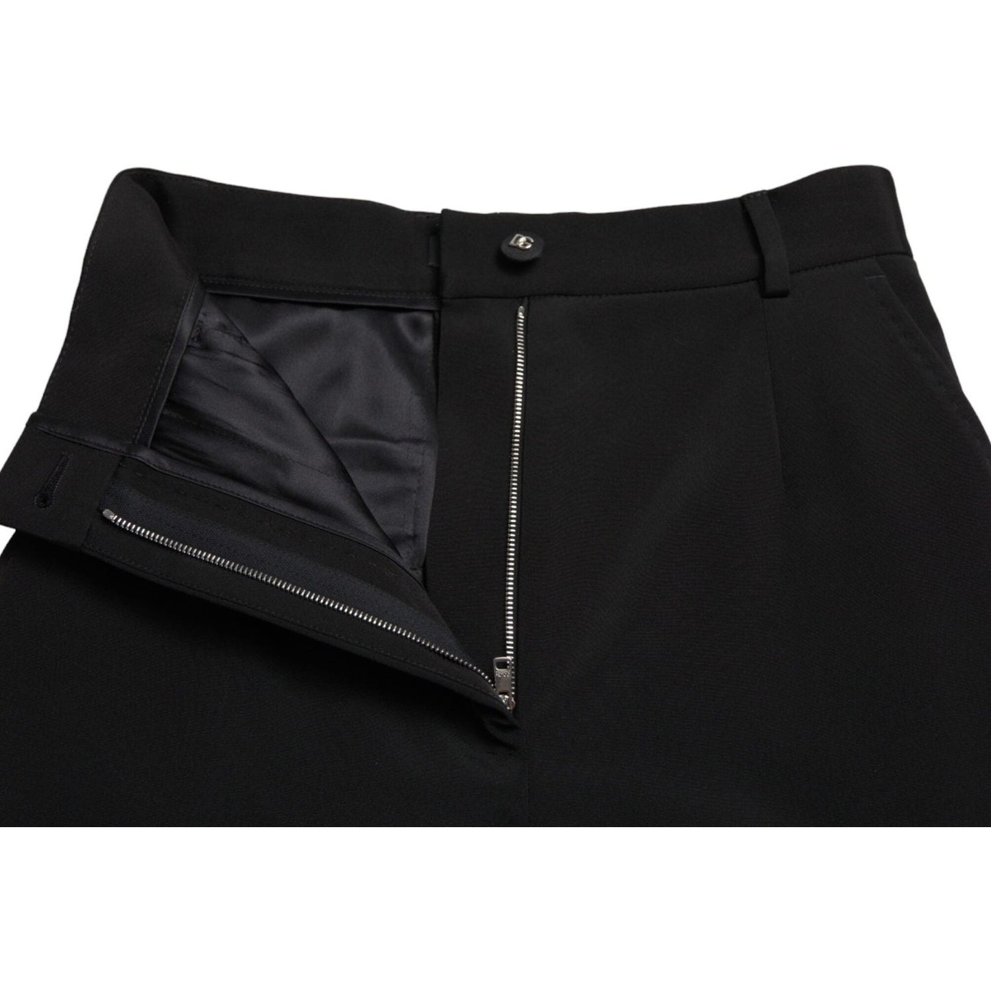 Dolce & Gabbana Elegant High Waist Skinny Pants black-wool-stretch-high-waist-skinny-pants