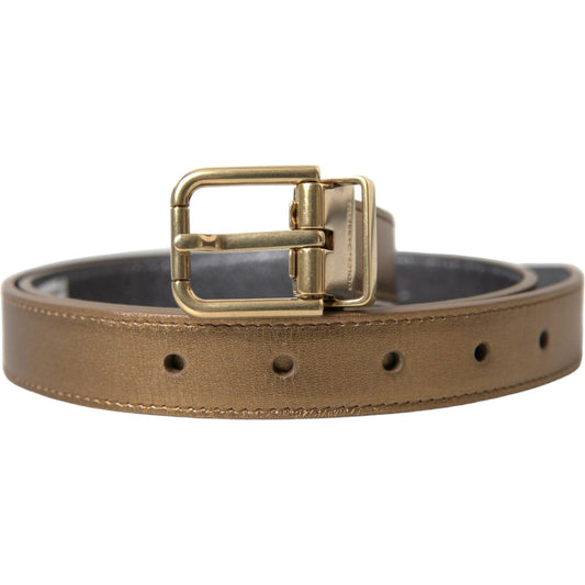 Dolce & Gabbana Metallic Gold Leather Belt - Timeless Elegance metallic-gold-leather-belt-timeless-elegance