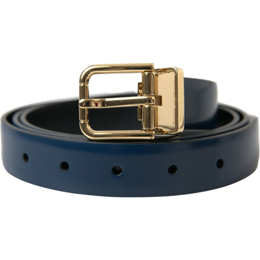 Dolce & Gabbana | Elegant Blue Calf Leather Belt| McRichard Designer Brands   