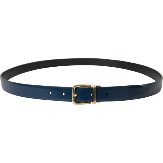 Dolce & Gabbana Elegant Blue Calf Leather Belt elegant-blue-calf-leather-belt