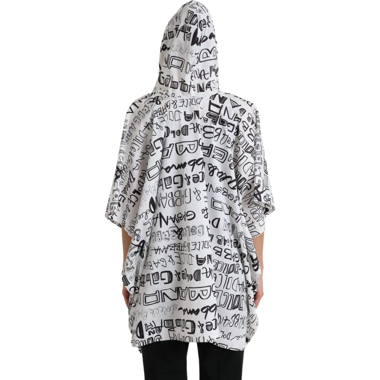 Dolce & Gabbana Chic Hooded Logo Print Blouson Tee white-logo-print-hooded-blouson-t-shirt-top